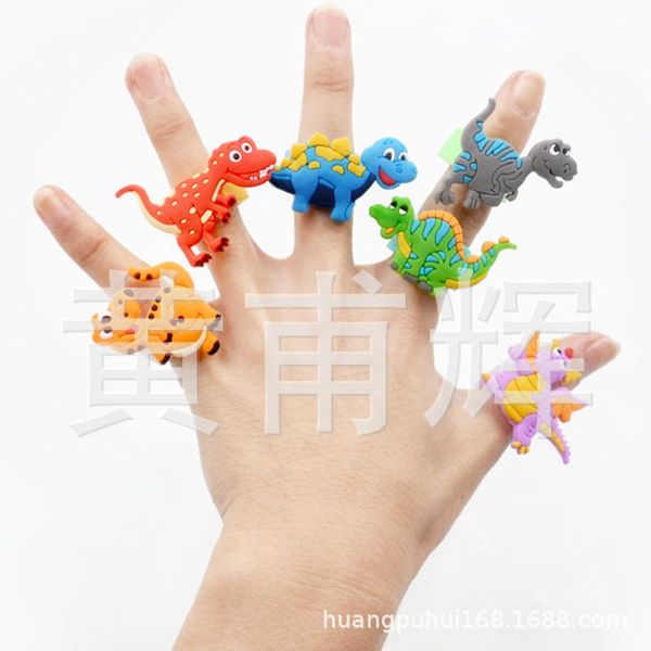 

cluster rings 6 colors fashion diy cute fairytale pvc dinosau ring woman european and american ladies men's children's gifts, Golden;silver