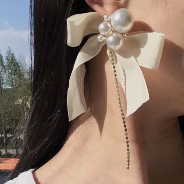 

dangle & chandelier elegant bowknot tassel earrings fashion friendship gifts vintage sweet charms for women jewelry 2021, Silver
