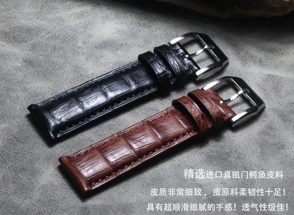 

watch bands handmade crocodile skin slub pattern strap genuine leather watchband 20mm 21mm 22mm vintage stylish black brown band