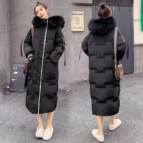 

90% white duck down jacket womenhooded down parka women long coats snow jacket winter women clothing 2021 thick warm plus s, Black