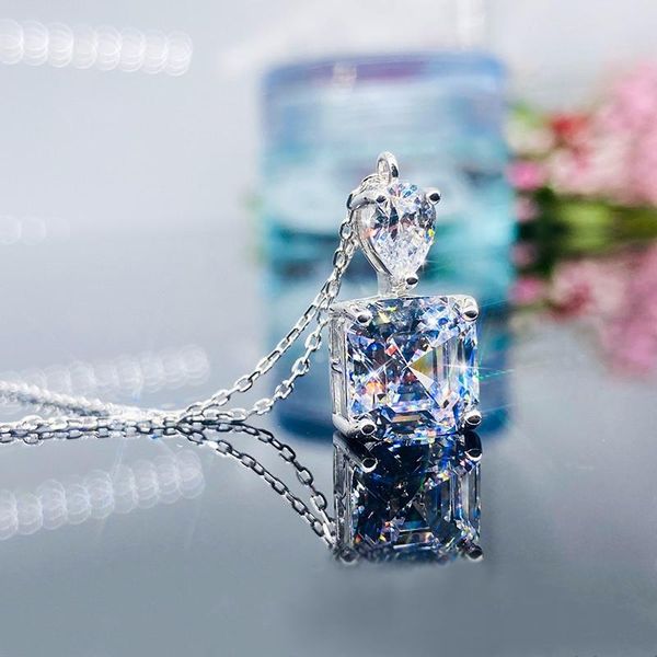 

pendant necklaces huitan white/green/yellow/pink cz for women simple elegant female accessories party gift statement jewelry, Silver