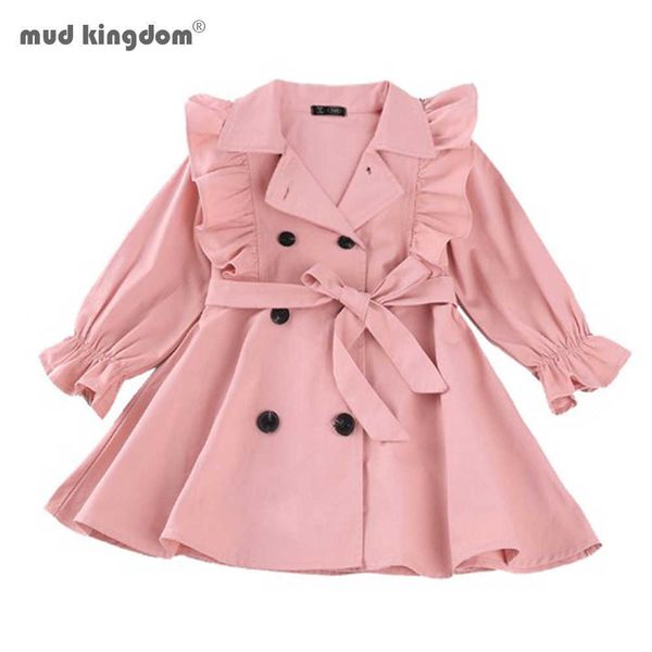 

mudkingdom girls autumn outerwear fashion kids girl ruffles coats sashes casual outfits children clothing 210615, Camo