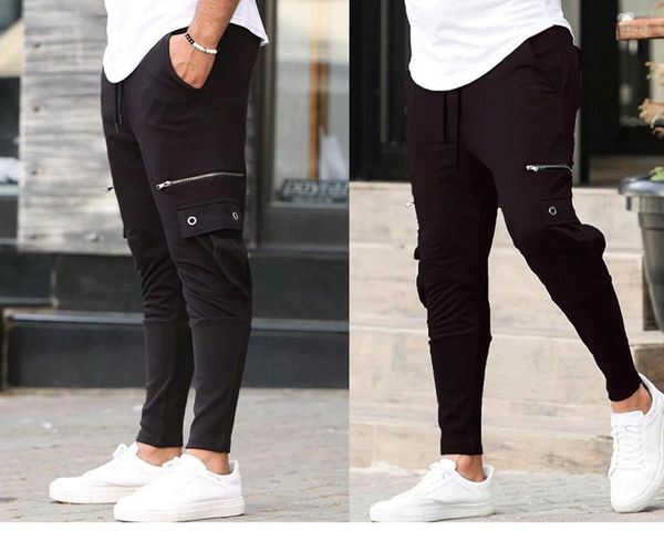 

fashion mens casual pants autumn and winter street style sweatpants colorful cotton trousers men's soft harem, Black
