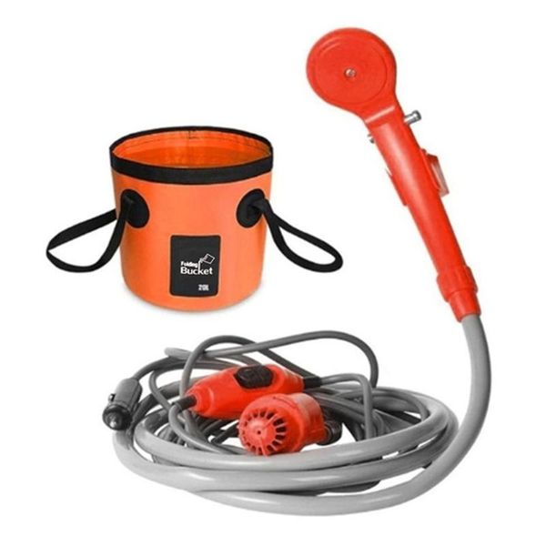 

hydration packs 3-color portable outdoor car shower set handheld head with 20l folding bucket camping hiking