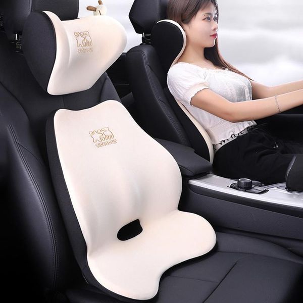 

seat cushions car headrest neck pillow soft lumbar for and office heightening pad care 3d flannel memory cotton
