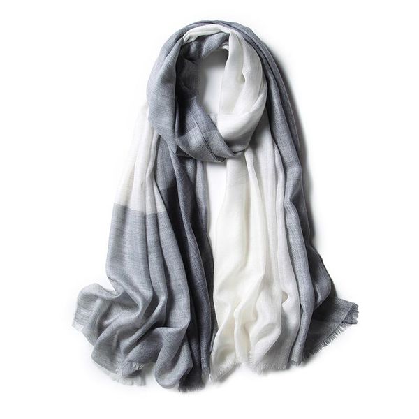 

scarves pure goat cashmere women fashion patchwork color plaid thin shawl pashmina 300f yarns 70x200cm wholesale retail, Blue;gray