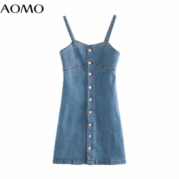 

aomo women blue denim beach dress buttons strap sleeveless backless females mini dresses vestidos 4m331a, Black;gray