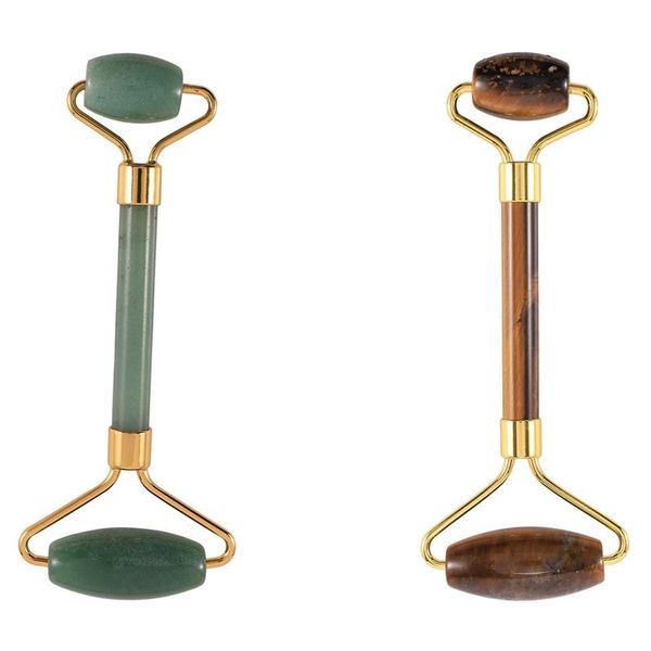 

electric massagers 2x jade stone facial massage roller practical face anti wrinkle body head green & tiger eye color