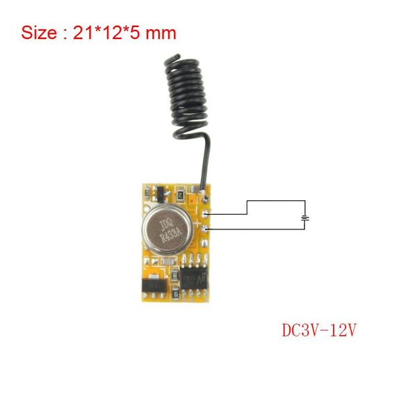 

smart home control micro remote dc3v-12v rf wireless transmitter pcb 3v 3.6v 3.7v 4.5v 5v 6v 9v 12v power on transmitting 315/433 rc tx 1ch