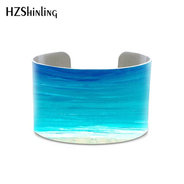 

2019 new abstract painting abstract art seascape painting original bangle sailboat jewelry bracelets sea jewelry q0719, Black