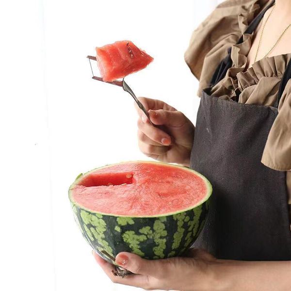 

forks watermelon fork creative melon cutter knife stainless steel fruit cutlery tools kitchen accessories gadgets