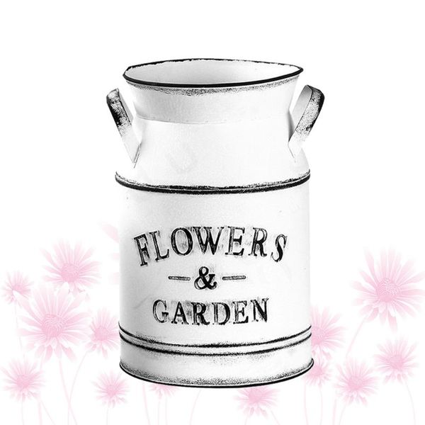 

vases 1pc flower arrangement pot retro vase metal kettle deskornament for home garden office decor (white let