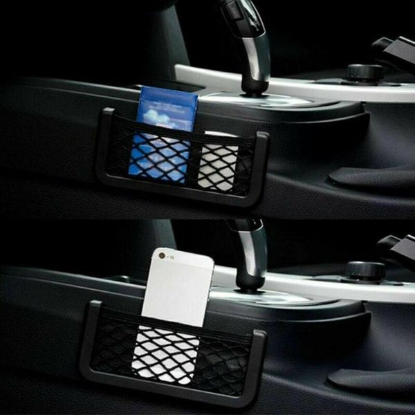 

car organizer parts storage net bags phone holder replaces universal black seat side back