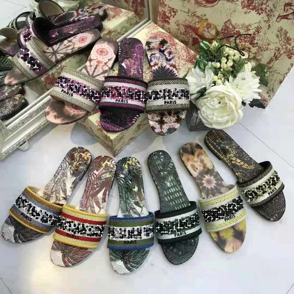 

fahsion women slippers summer girls beach slides black white red flip flops floral brocade gear bottoms sandals