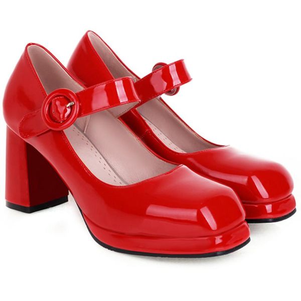 

dress shoes fanyuan ladies party wedding autumn patent leather mary jane women ol heels comfortable, Black