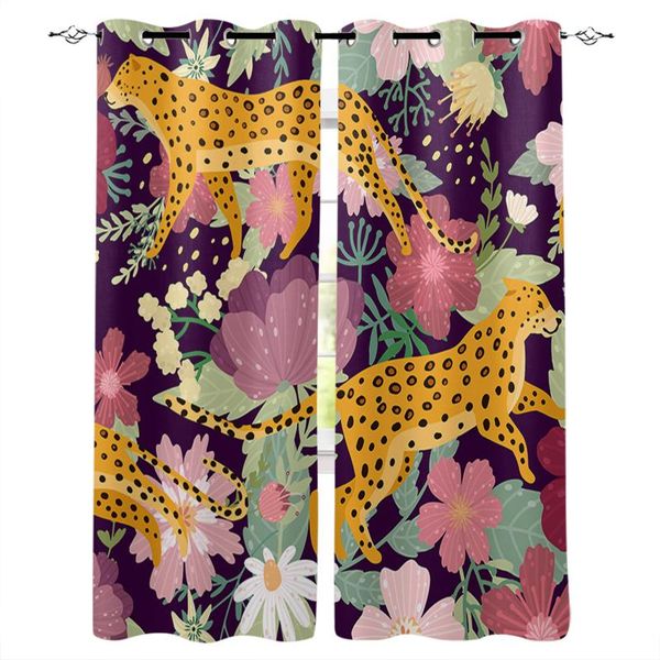 

curtain & drapes leopard on colored flowers curtains for living room bedroom window treatment blinds finished kitchen