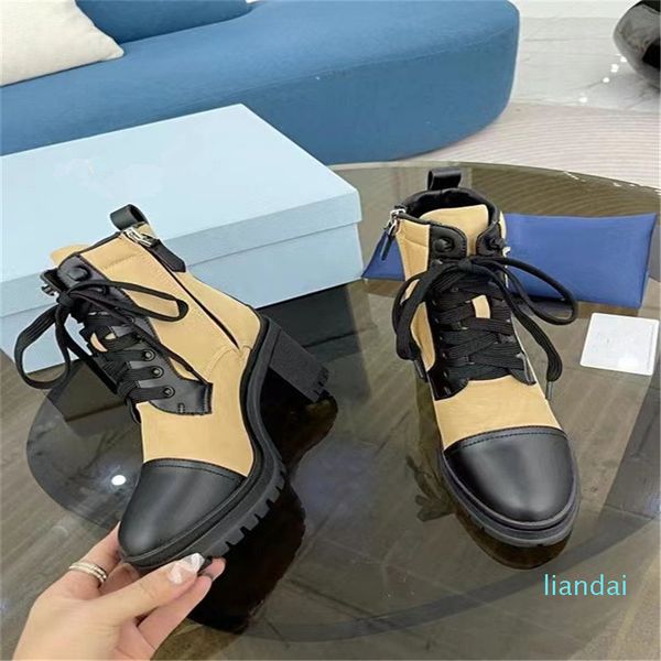 

women boots original quality designer shoes winter high fashion import waterproof nylon fabric boot womens square heel .5 cm inside sheepsk, Black