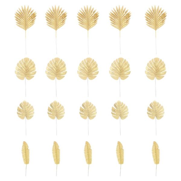 

20pcs simulation leaves picks wedding home decor evening party layout (golden)