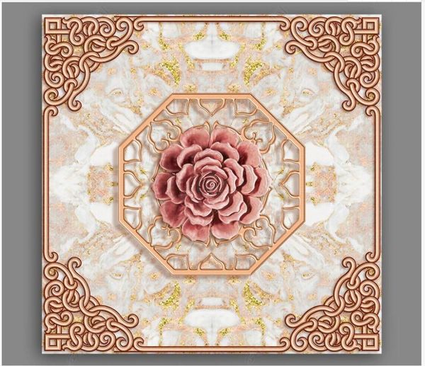 

wallpapers custom ceiling wallpaper 3d zenith mural modern flower embossed chinese style murals wall papers for living room decor