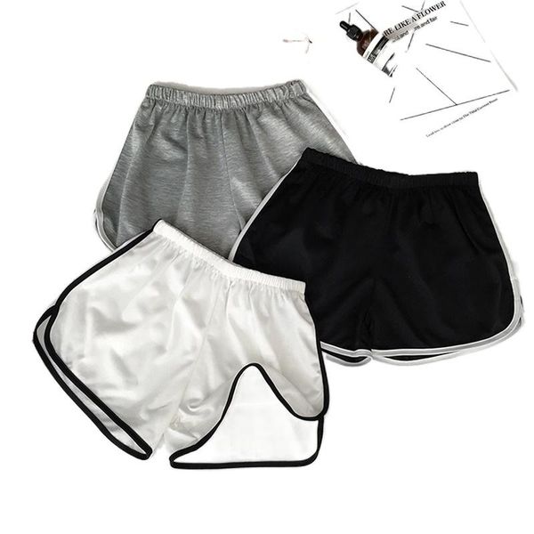 

women's shorts sports women summer 2021 solid color anti emptied skinny casual lady elastic waist beach correndo short pants, White;black