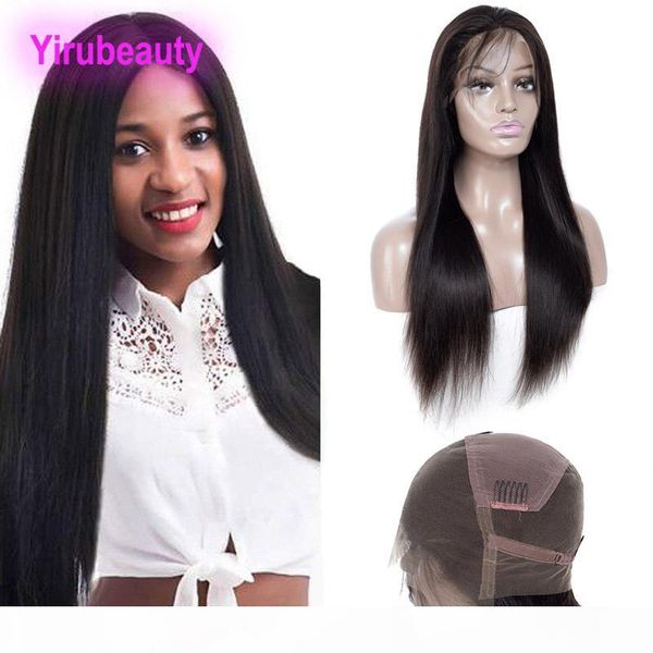 

natural color straight human hair full lace wigs pre plucked peruvian virgin hair silky straight full lace human hair wigs, Black;brown