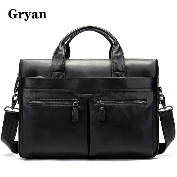 

briefcases bag men leather black briefcase business handbag messenger bags male vintage shoulder men's large lapluxury travel 2