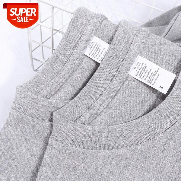 

250g hemp gray heavy combed cotton t-shirt american couple men and women light short-sleeved trend #5u2h, White;black