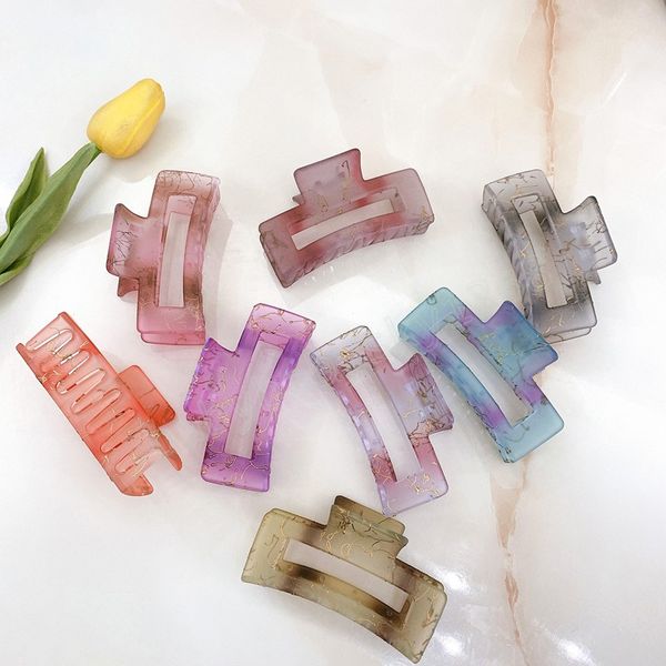 

korea style ins printing square hairpin two-color hair claws women retro back of the head clip hair accessories, Slivery;white