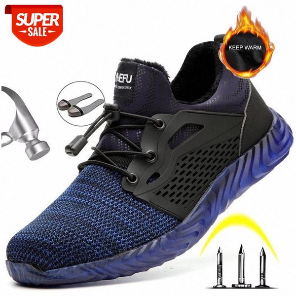 

puimentiua security indestructible shoes for men safety boots shoes winter work fur warm men boots steel toe cap size plus 36-48 #if2w