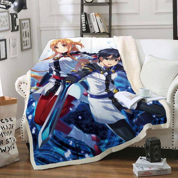 

blankets sword art blanket 3d print sherpa on bed kids girl flower home textiles dreamlike style 20
