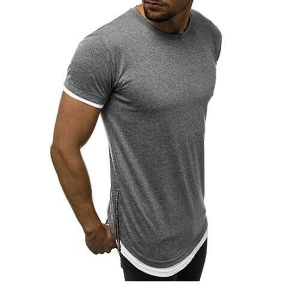 

demand2020 goods in great summer new european american trend casual side zipper solid color oversized t shirt short sleeve men's clothi, White;black