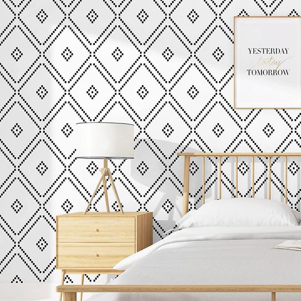 

wallpapers 3d thicken black white rhombus wallpaper home decor waterproof geometric for sofa background wall papers