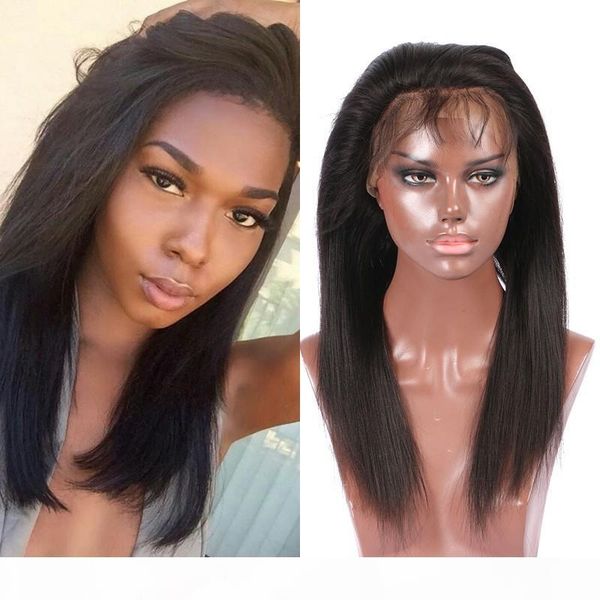 

yaki straight 360 lace frontal with baby hair virgin 100% human hair natural hairline 360 frontal g-easy, Black;brown