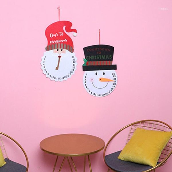 

christmas decorations cute calendar wall clock pendulum non-woven fabric advent countdown home office hanging ornament1