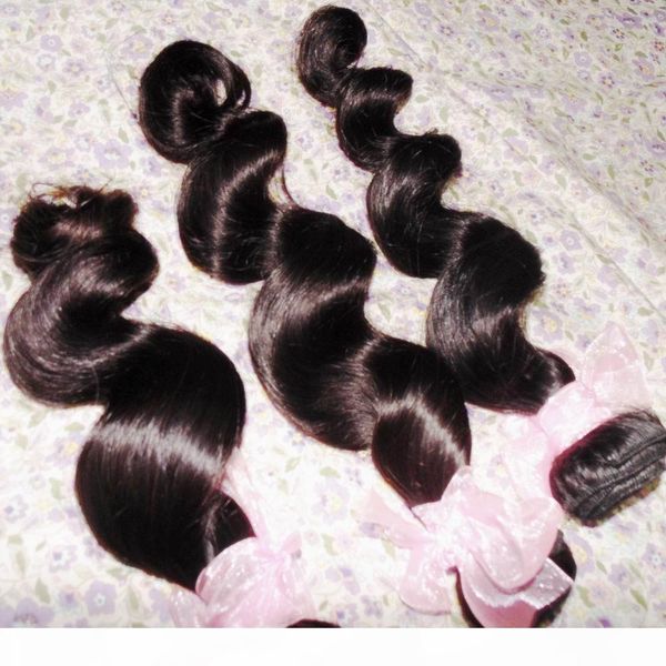 

brazilian hair loose wave 300g 100% human hair weave bundles natural color, Black