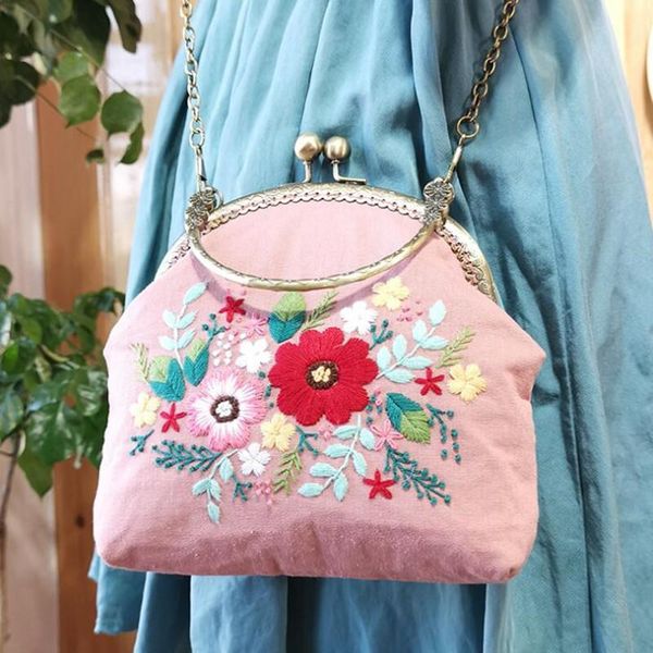 

other arts and crafts 16.5cm 3d embroidery flowers cross stitch kit diy handcraft needle portable bag messenger