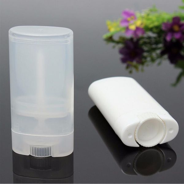 500pcs 15ml Trasparente/Bianco Deodorante Contenitore Lozione Bar 15g Tubo Ovale Twist Tubo Rotondo Balsamo per Labbra