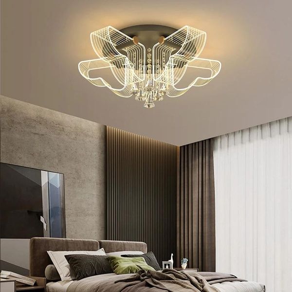 

ceiling lights modern black lustre chandelier for living room dining bedroom metal led heart-shaped acrylic lamp indoor decor fixtures