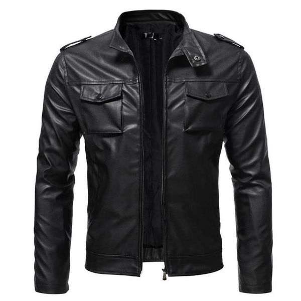 

men's jackets leather stand collarjacket coat biker jacket wholesale casual pu, Black;brown