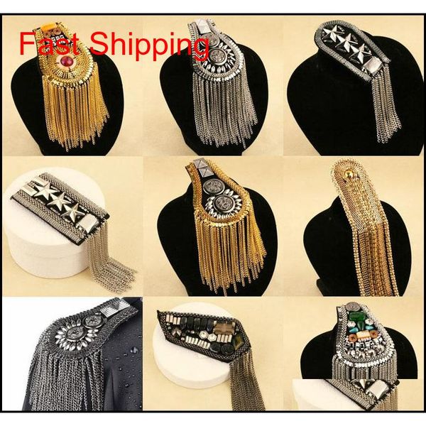 

2017 new arrive kpop fashion women and men clothes epaulet accessories tassel shoulder epaulettes whol qyloss new_dhbest, Silver