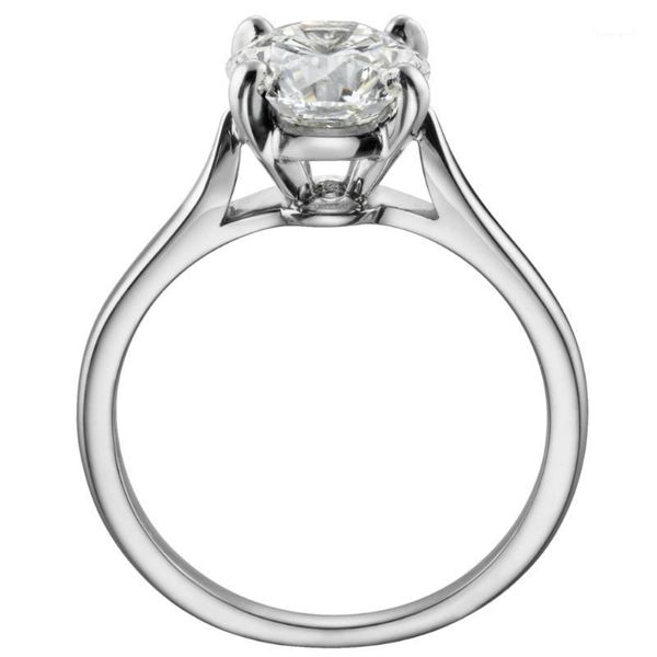 

cluster rings 18k au750 white gold ring women wedding anniversary engagement party round moissanite diamond elegant romantic trendy1, Golden;silver