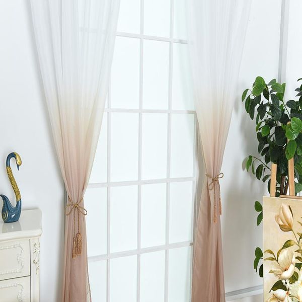 

curtain & drapes 39 * 79inches polyester semi-blackout window living room bedroom el voile gradient color with rod pocket