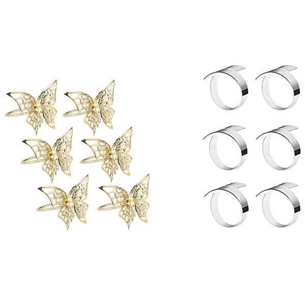 

napkin rings 12 pcs ring restaurant for wedding christmas party dinner table decor, 6 gold & silver
