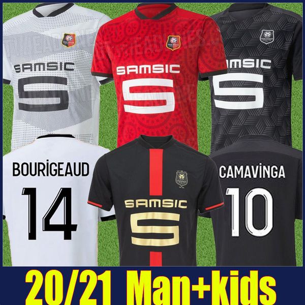 

2020 2021 stade rennais 120th anniversary jersey men kids kit raphinha bourigeaud camavinga football jersey maillot de stade rennais 20/21, Black;yellow