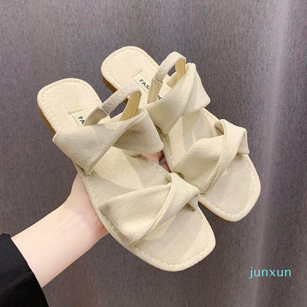 

slippers shoes woman 2021 flock flat pantofle luxury slides shale female beach shallow low designer sabot soft rubber fabric, Black