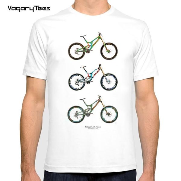 

men's t-shirts summer mountain biking art classic t-shirt fixed gear bicycle graphic design cycling print sports casual white tees, White;black