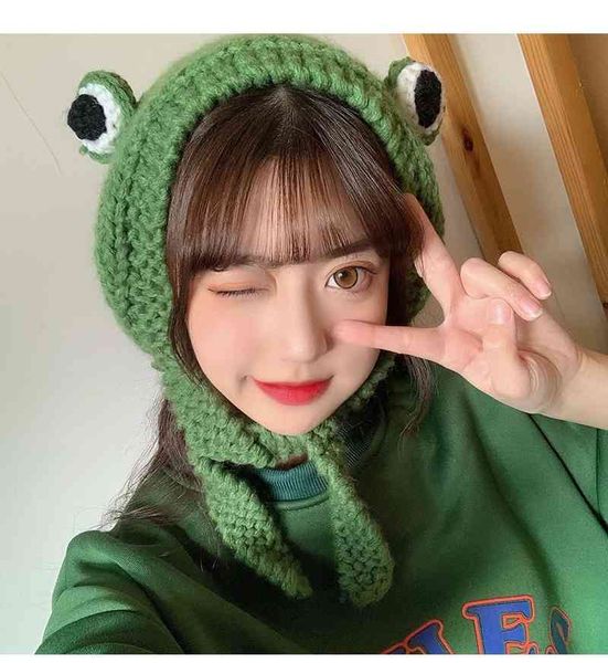 

lovely christmas frog hat beanies knitted hats solid hip-hop skullies knit bonnet cap costume accessory gifts warm winter, Blue;gray
