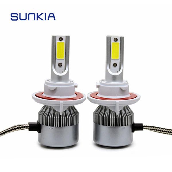 

car headlights 2pcs/set sunkia c6 36w 3800lm pure white 6000k h13 led headlight styling 8-48v dc waterproof auto headlamp