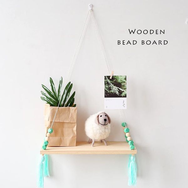 

hangers & racks nordic ins wood beads tassel cute bedroom wall wooden hanging clothing storage kids room clothes hanger decoration baby gift