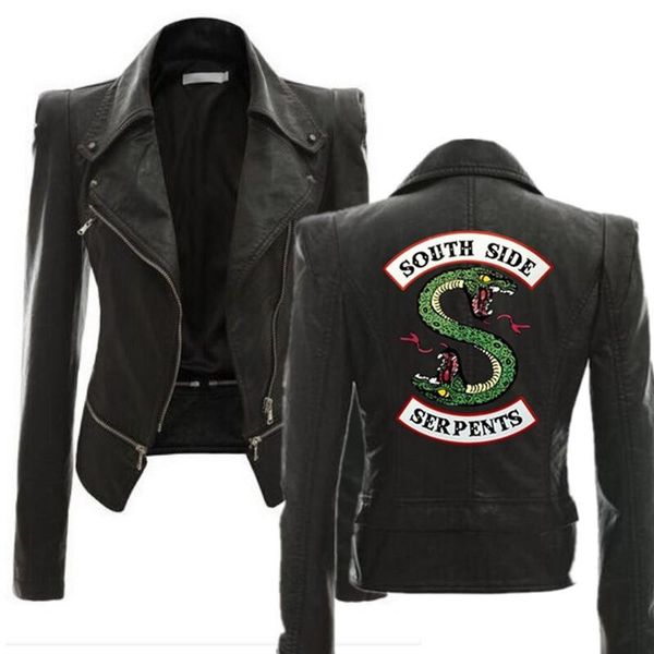 

new women riverdale serpents faux leather jackets crop southside snake black pu leather streetwear fall zipper coat 2021